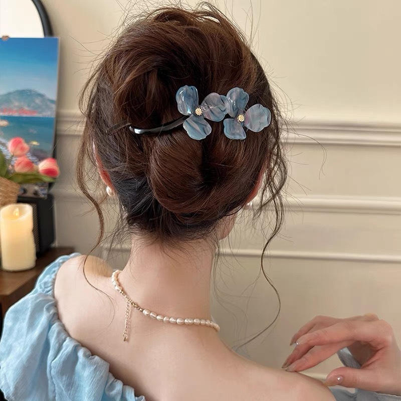 後頭部の髪型を整える高級フラワーツイストクリップとヘアクリップの代替品、ワンラインクリップ、ヘアアクセサリー、ハーフタイヘアクリップ|undefined