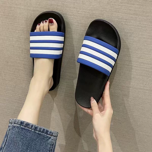 Korean Style Couple's Classic Three-Stripe Summer Casual Soft-Soled Sandals, Trendy Men's Outdoor Sandals, Beach Shoes
