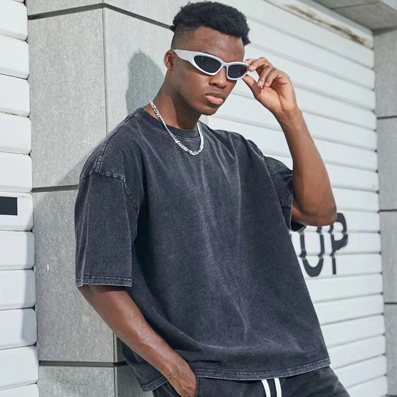 230g pesado camiseta de manga corta hombre de verano cuello redondo suelto oversize hacer vieja marca de moda chaqueta casual versátil