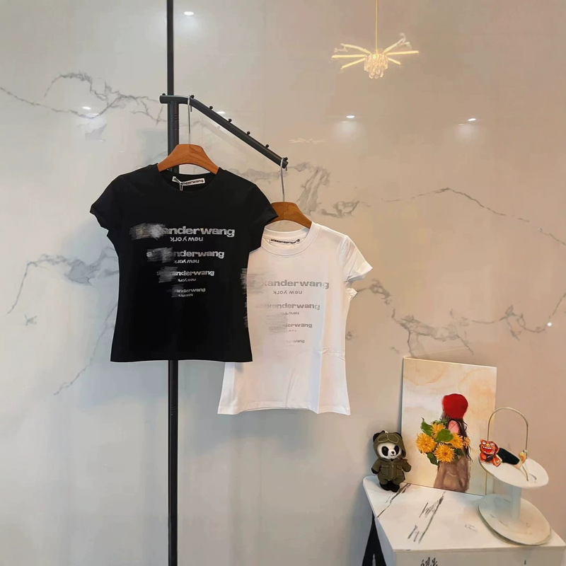 Letter Correct aw Dawangjia 2026 Summer New Style Rhinestone Letter Slim Fit Versatile Regular Shoulder T-shirt Letter Correct aw Dawangjia 2026 Summer New Style Rhinestone Letter Slim Fit Versatile Regular Shoulder T-shirt