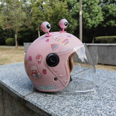 electric car helmet 1-8 years old: Motosiklet kaskı (dəbilqə) - light-pink-hd-long-no-15-pink-eyes-childrens-autumn-and-winter-style