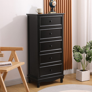 Bucket Cabinet Solid Wood American Style Storage Cabinet Bedroom End Cabinet Living Room Wall Small Cabinet Storage Black Chipper