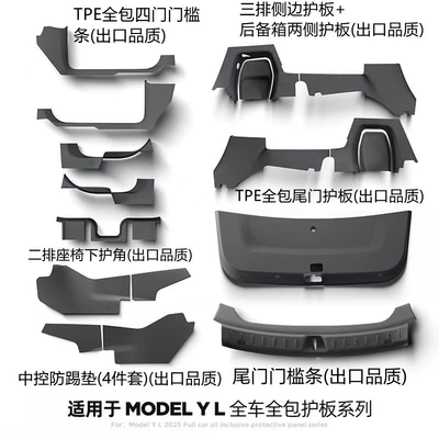 Şüşə kənarı xromları/moldingləri | Strips, Felt Protective Panels, Anti-Kick - tesla-model-y-l-six-seater-version-felt-protection-set-17-piece-set