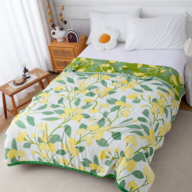 노란색 녹색 잎 꽃 150*200cm