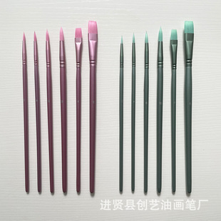 6 sets of wooden rod one color high quality nylon wool watercolor gouache painting brush acrylic paint brush oil painting brush wholesale