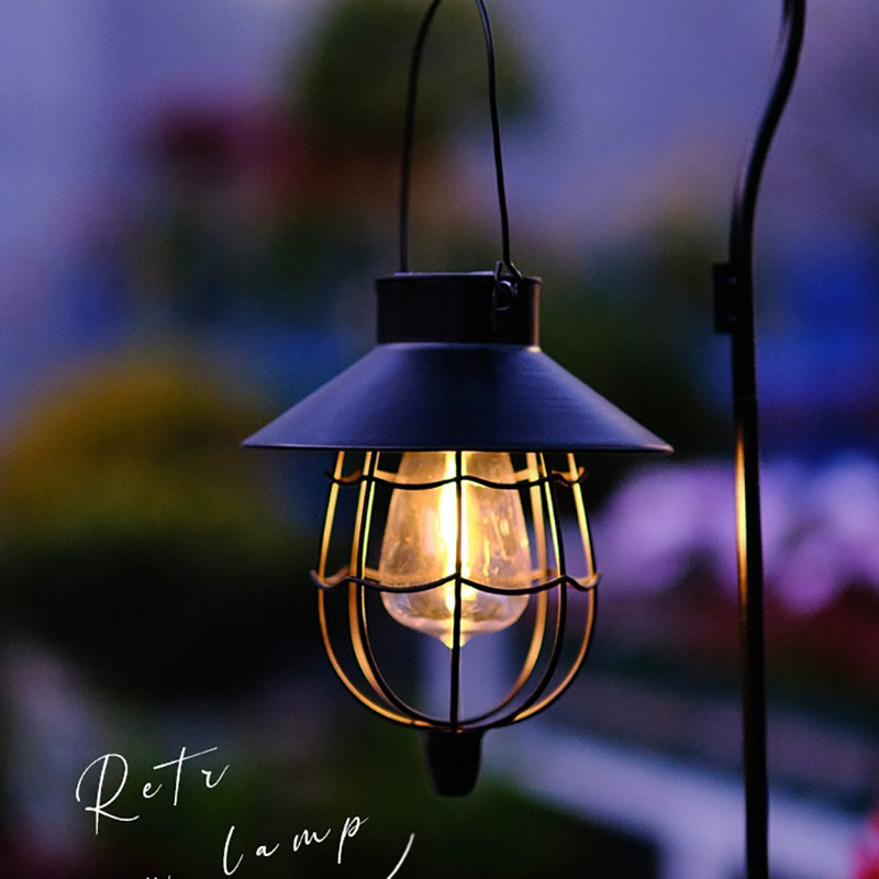 Cross-border solar iron wire lamp with a retro outdoor courtyard camping garden balcony atmosphere landscape decoration lantern