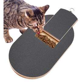 实木抽拉式猫狗抓板带食物盒宠物磨爪玩具调节高度狗狗圆形狗抓板