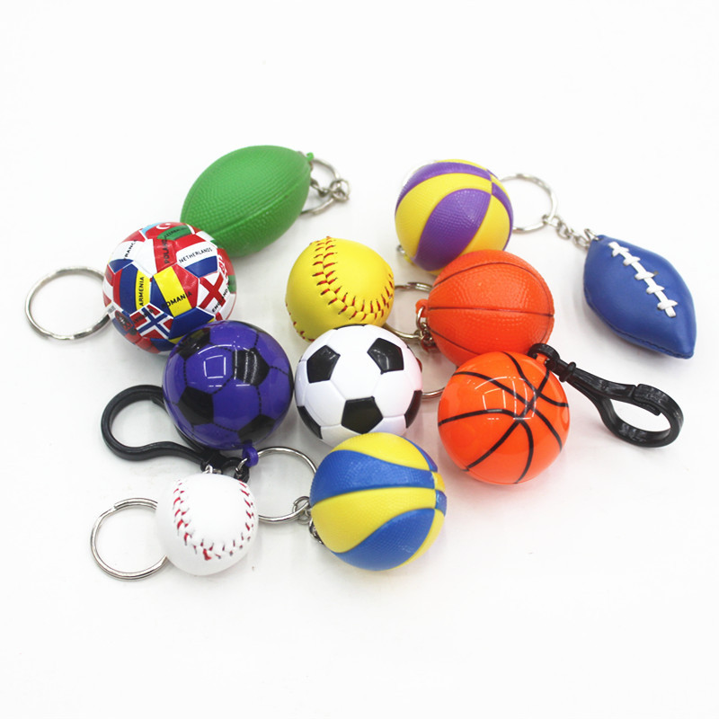 World Cup Football Basketball Volleyball Baseball Rugby Bowling Softball Tennis Table Tennis Badminton Keychain