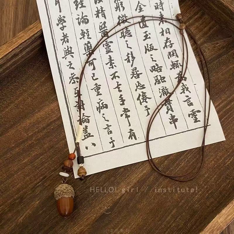 禅意民族风植物果壳编绳项链女新中式小众设计毛衣链日常百搭配饰|undefined