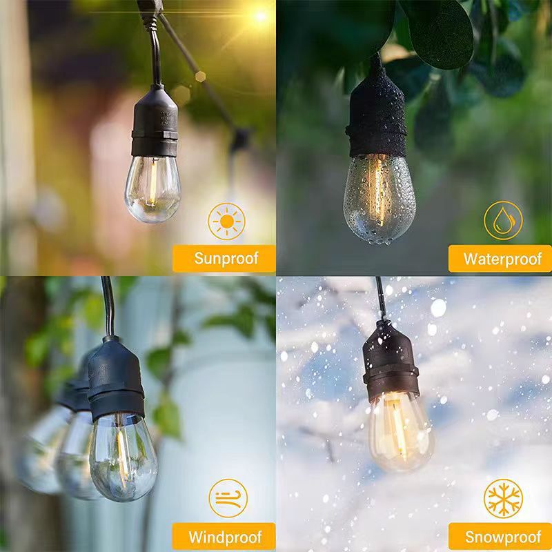 Guirnaldas de luces LED para exteriores, luces de globo para exteriores, luces de colores para patio, toldo, luces de ambiente para acampar, tienda de campaña, vacaciones de Navidad transfronterizas.
