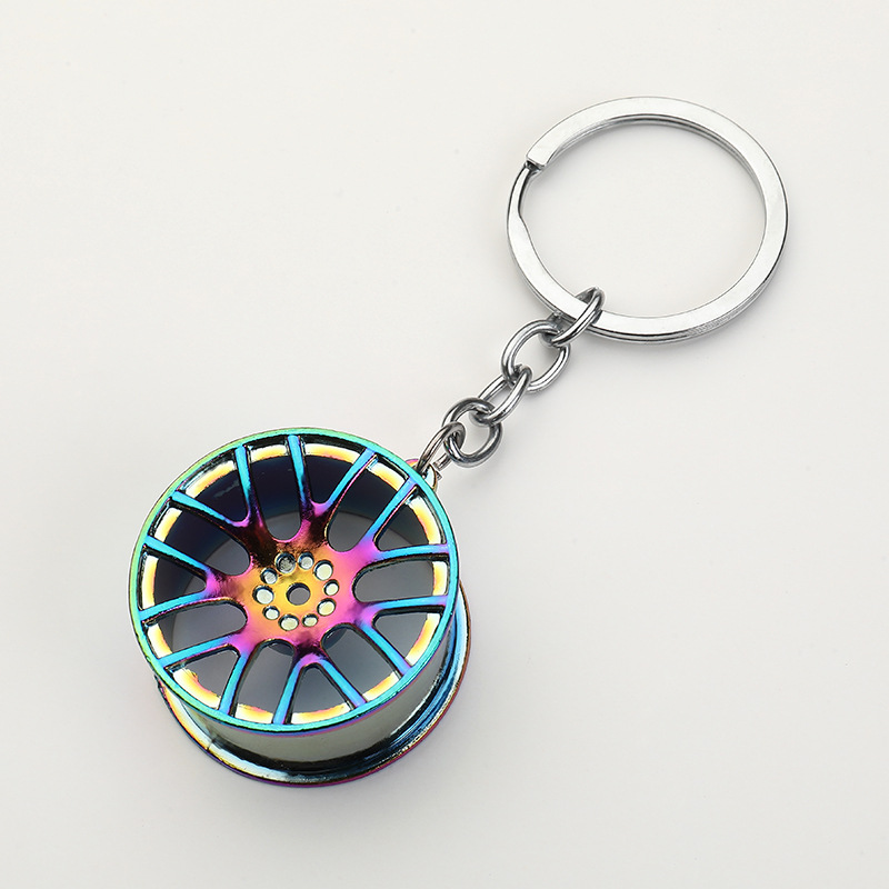 Tires Pattern Direct Sales Car Modification Fittings Small Gift Men's Metal Wheel Hub Pendant Wholesale Wheel Hub Keychain