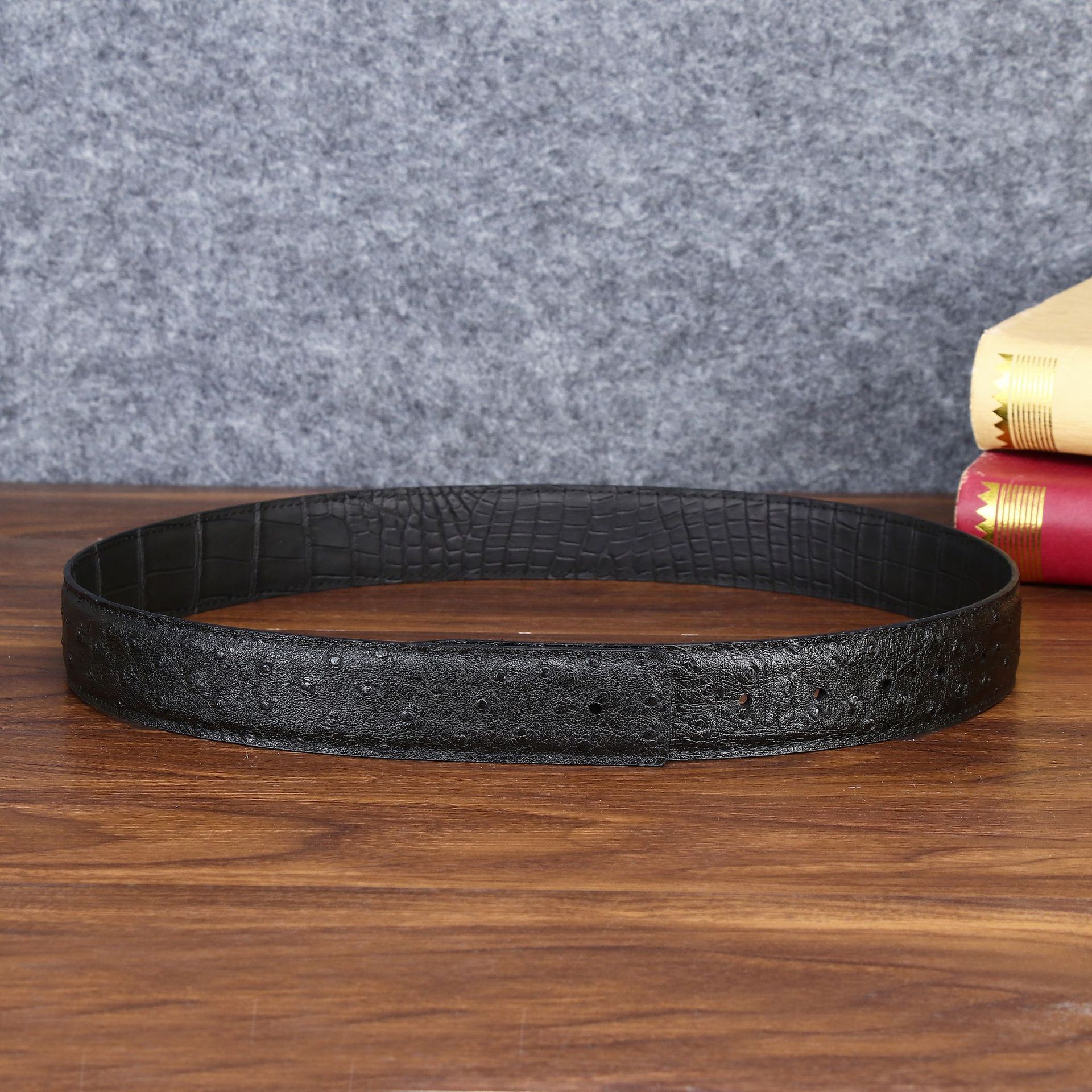 Thắt lưng da nam họa tiết vân đà điểu – cá sấu, khóa trượt bản rộng 3.8 cm — 120cm, 110cm, 125cm, 115cm chi tiết 3
