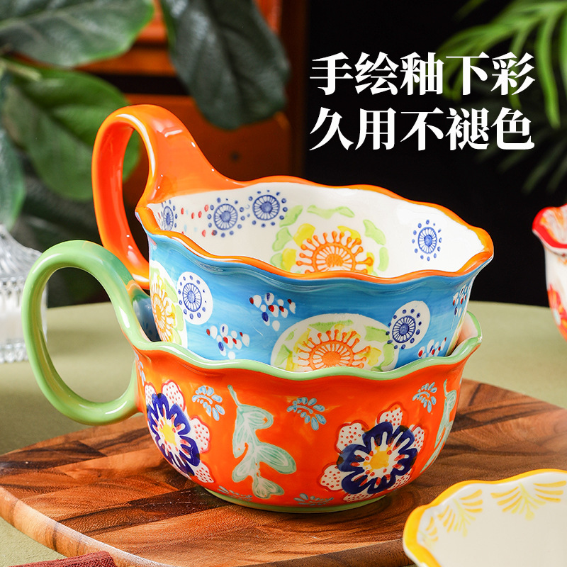 Porcelana floreciente, cuchara de cerámica, taza de agua, taza de desayuno casera, taza de marca, taza de alto valor, regalo de mano image 2