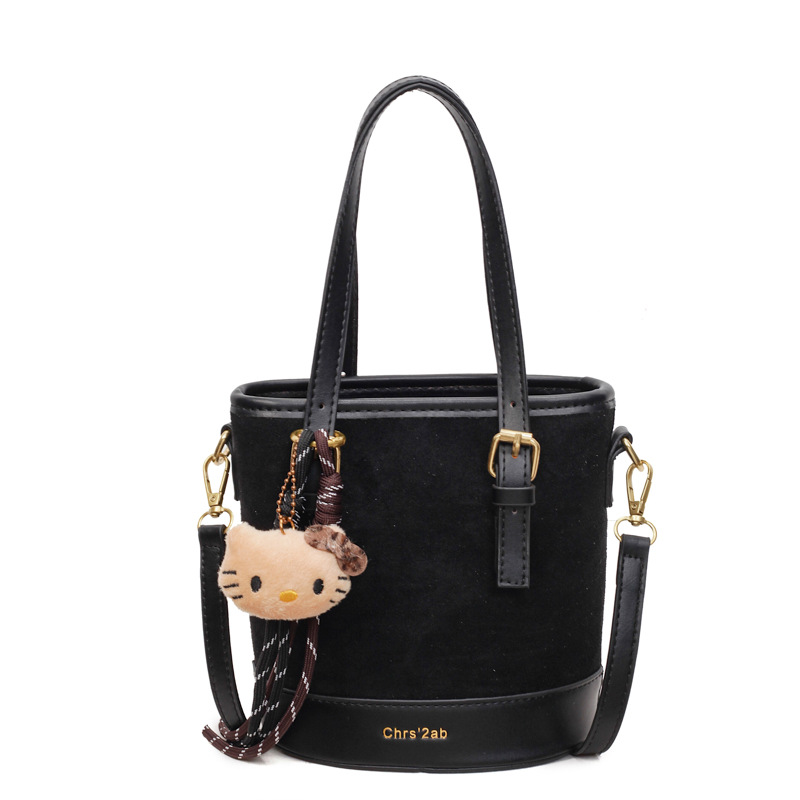 Cross-border coreano nicho esmerizado bolso de cubo de mano mujer 2025 nuevo invierno retro mochila de hombro mochila de viaje