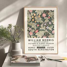 威廉莫里斯房间装饰画花卉咖啡店北欧挂画客厅玄关走廊油画复古风
