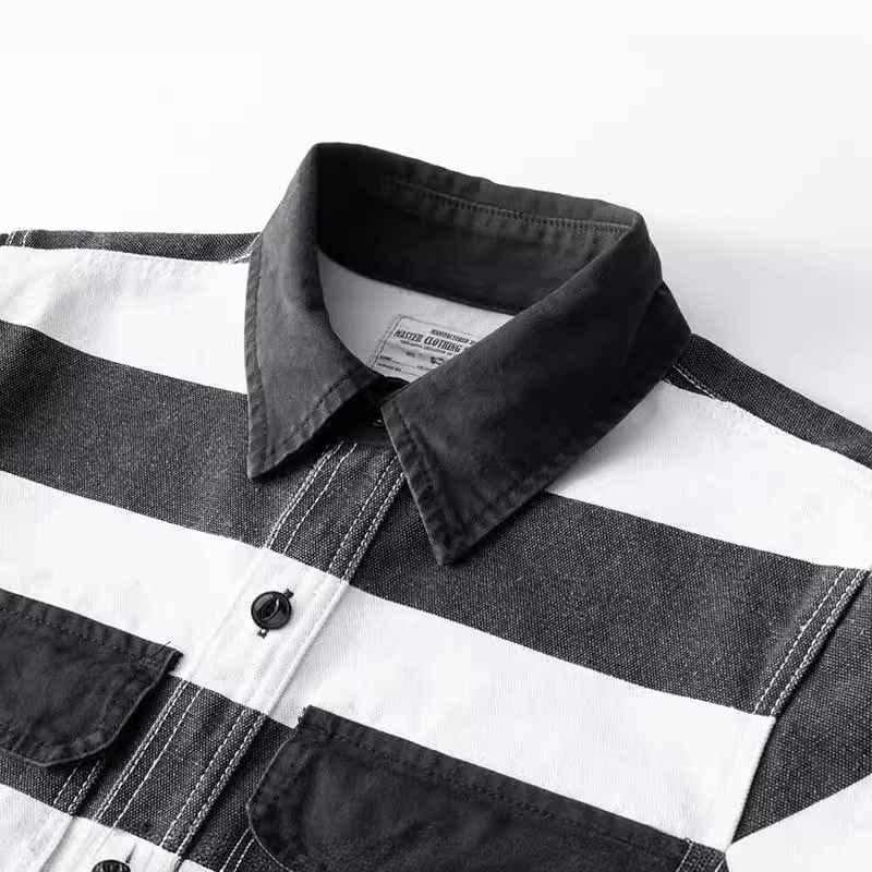 OKONKWO 16oz pesado prisionero rayas chaqueta gruesa lona motocicleta chaqueta capa ameikaji