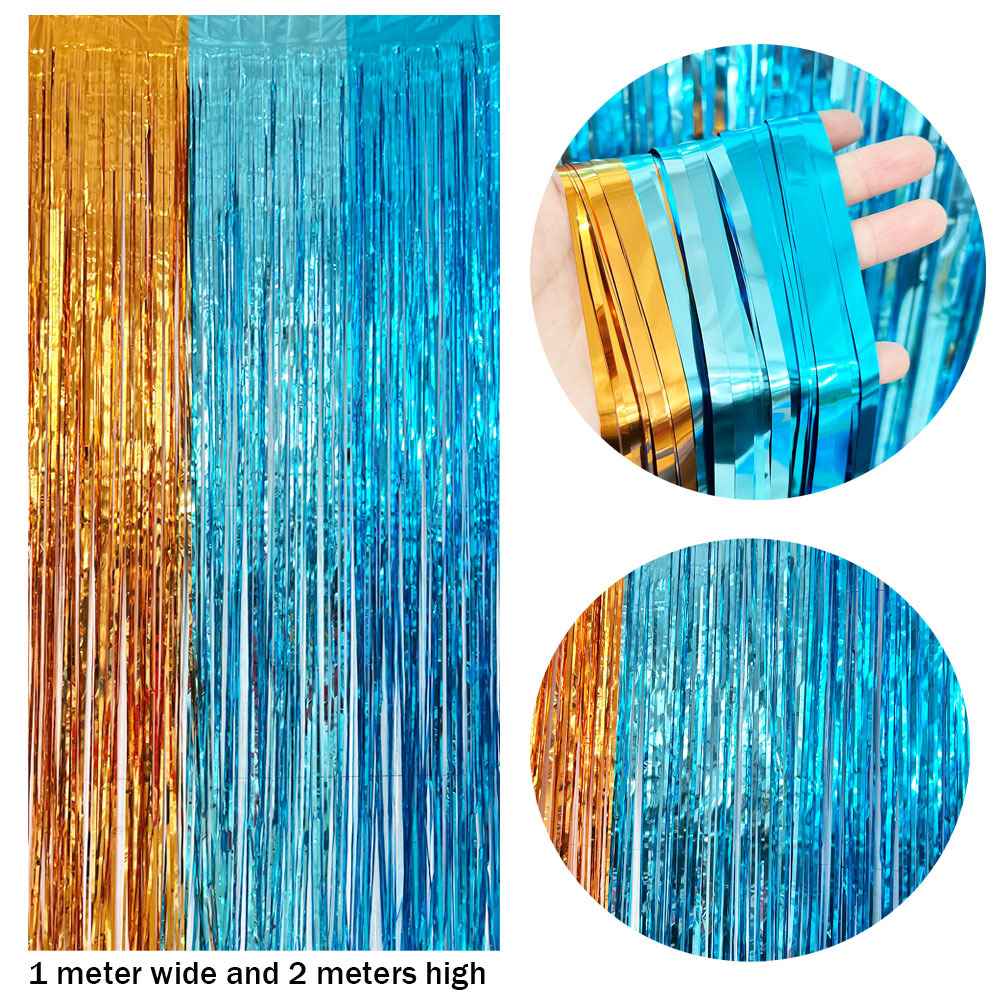 3 색 일치하는 비 커튼 오렌지 라이트 블루 다크 블루