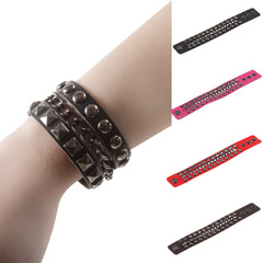 Cross-border Western and European fashion bracelet square rivet bracelet non-mainstream punk rock iron chain multi-layer bracelet accessories
