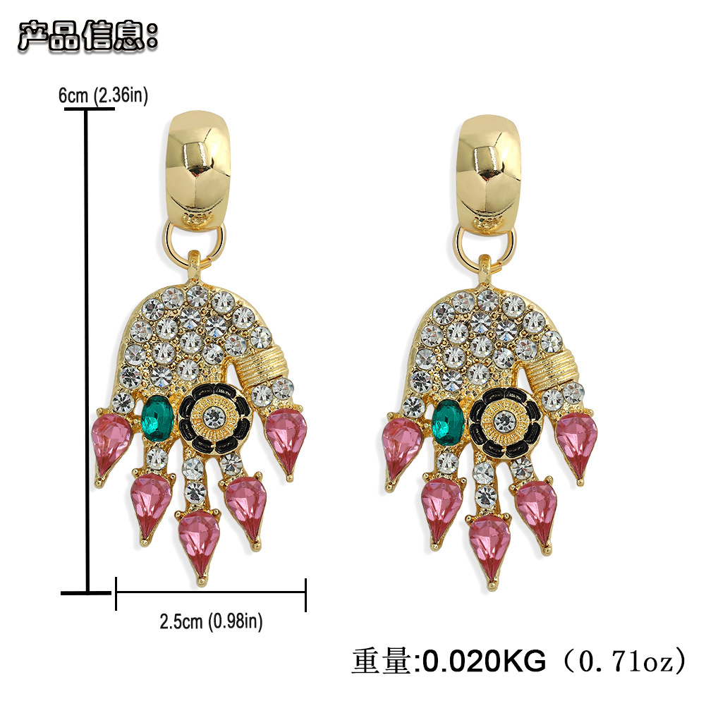 Fashion Creative Diamond-studded Palm Earrings display picture 1