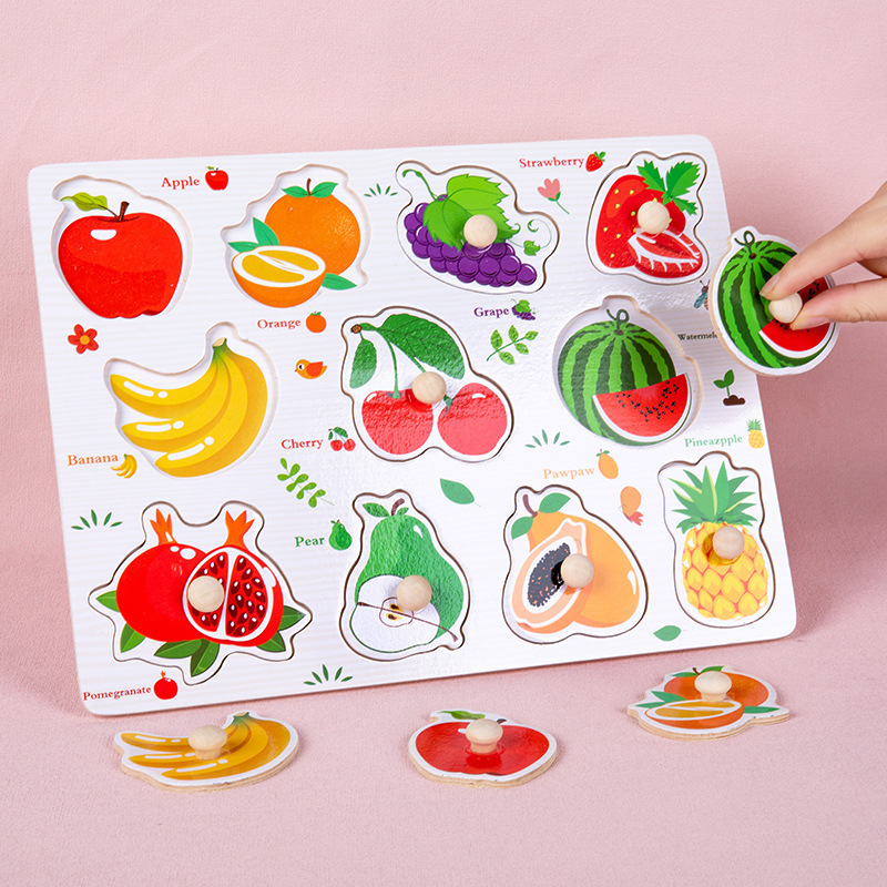 CPC tablero de agarre de la mano de madera para niños rompecabezas digital Alfabeto animal tablero de juego cognitivo Montessori Educación Temprana Juguetes Educativos