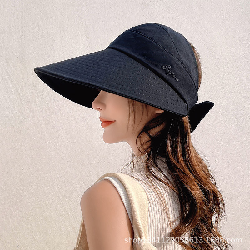 Sombrero de las mujeres del verano de ala grande superior vacía sombrero para el sol protección UV cubierta de la cara al aire libre ciclismo protección solar sombrero para el sol