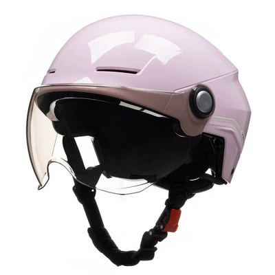 Motosiklet kaskı (dəbilqə) — motorcycle Men's Four Seasons helmet - cherry-powder-with-short-coffee