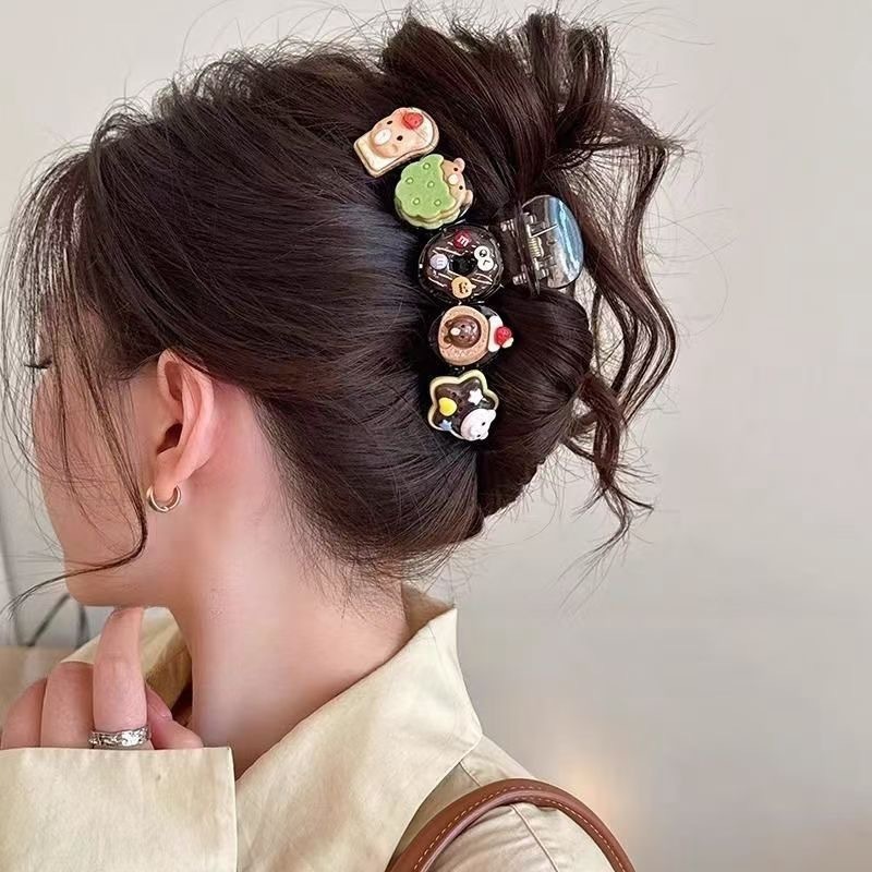 复古立体太阳花抓夹女2025新款后脑勺盘发鲨鱼夹半扎发氛围感发饰|undefined