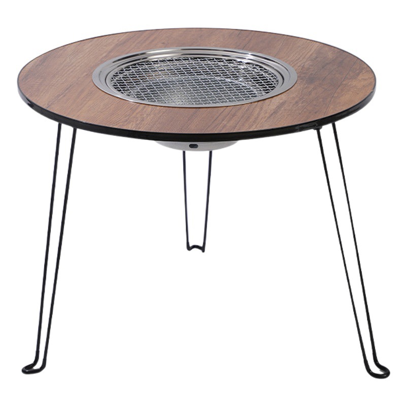 Nueva mesa de camping al aire libre Mesa Redonda barbacoa estufa Parrilla de cocina mesa de té olla caliente integrado portátil auto-conducción de viaje