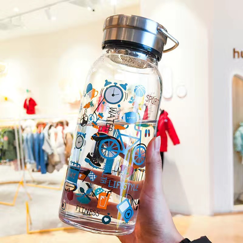 낙서 유리 블루 700ml