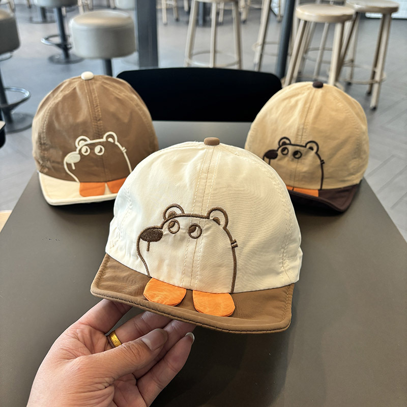 Gorra de visera para bebé, ala suave delgada de verano, oso súper lindo, sombrero de capota suave, gorra de béisbol para bebé, primavera