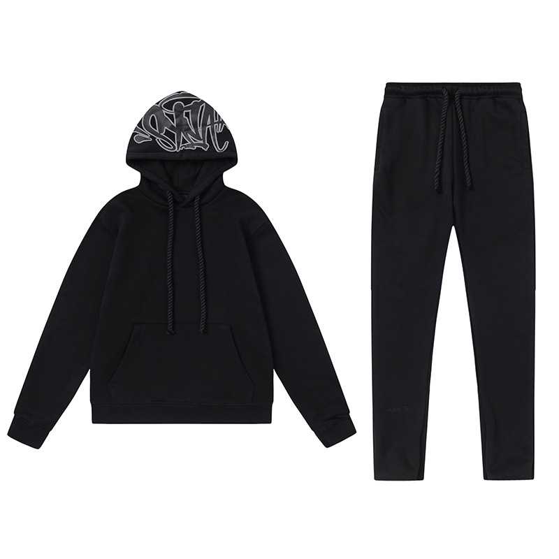 Alta calidad SynaWord americano suelto sudadera con sombrero pantalones Y2K moda pareja casual conjunto Syna