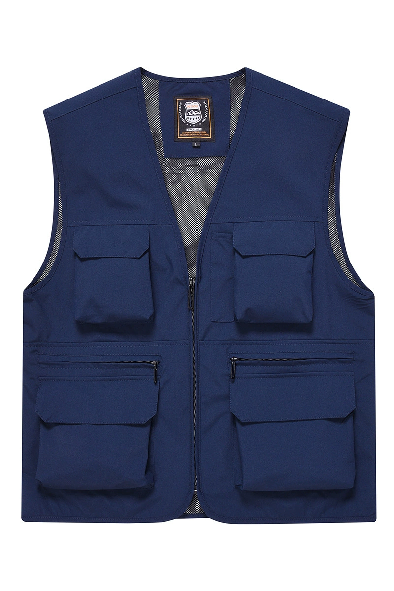 Новый мужской жилет для рыбалки с несколькими карманами для отдыха на открытом воздухе, жилет больших размеров, рабочая одежда, командная реклама, логотип