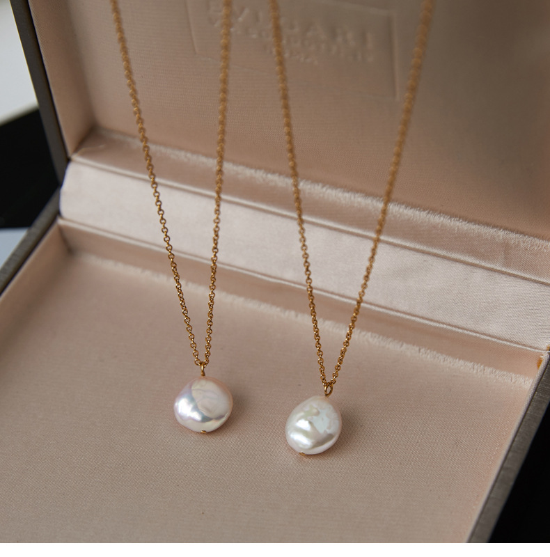 Fashion Solid Color Pearl Titanium Steel Plating Pendant Necklace 1 Piece display picture 4