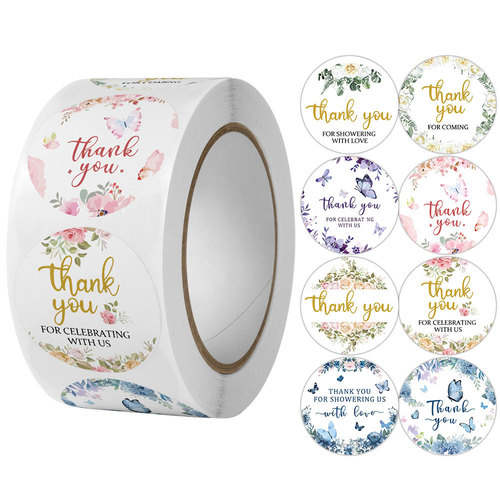 Foreign trade roll-packed flower crafts decoration thank you seal sticker envelope holiday handmade holiday decoration sticker