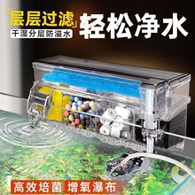 鱼缸过滤器外置壁挂式循环三合一增氧吸便净水滴流盒周转循环系统