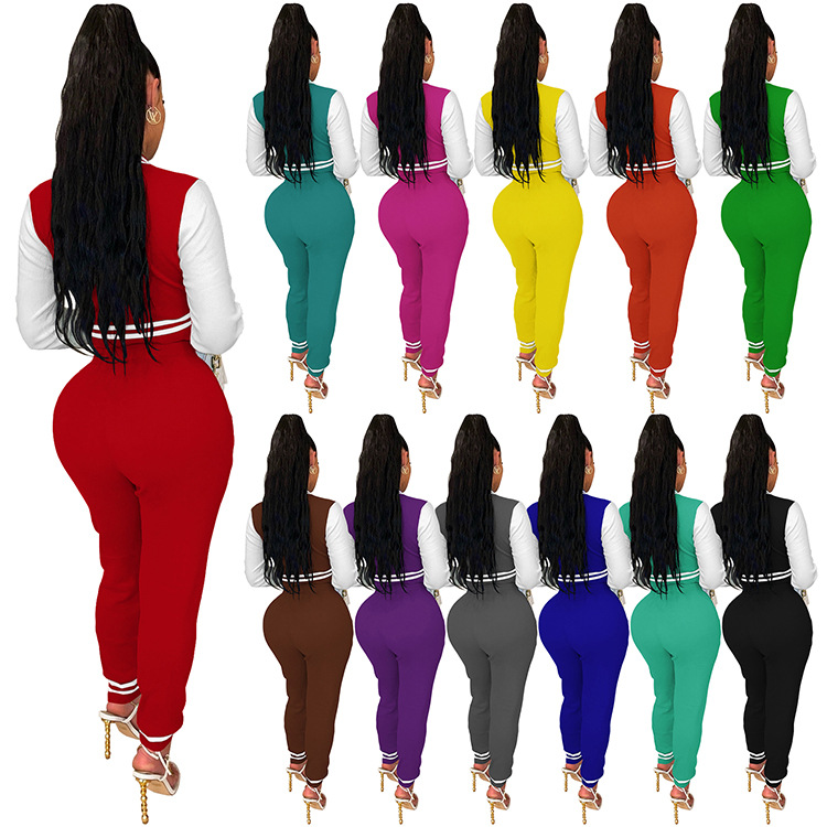 Moterų kelnės baseball uniformos kostiumas su raidėmis sportinis_voghion.com