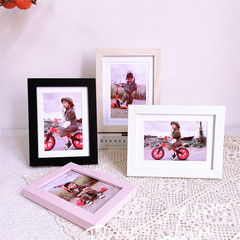 現代簡約照片牆創意組合相框擺台木質相框6 7 8寸黑白色畫框批發