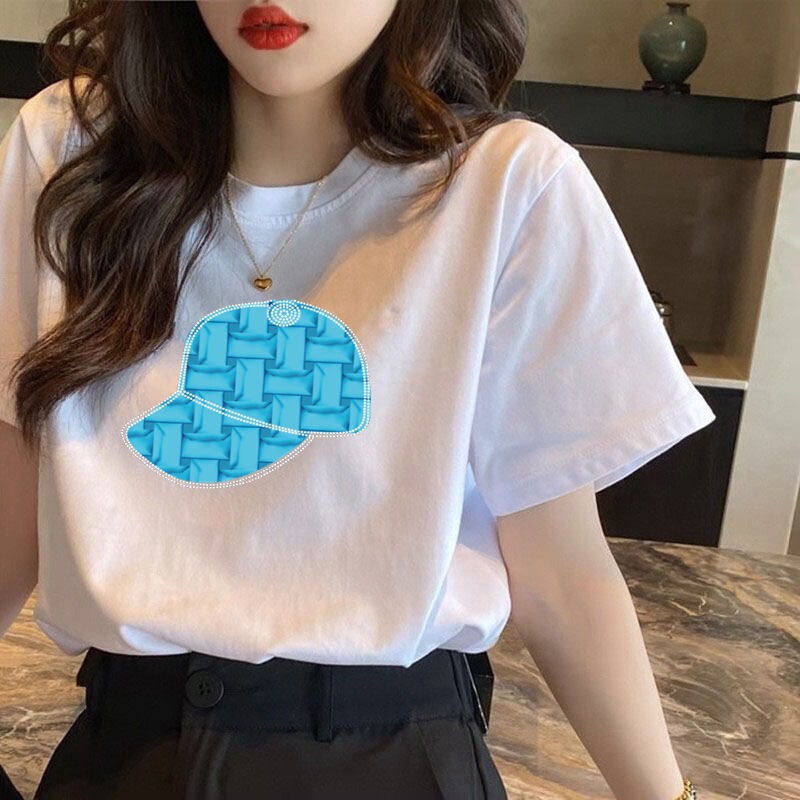 Hat cotton short sleeve T-shirt women's 2023 new large size explosive Korean women's loose bottoming top wholesale net