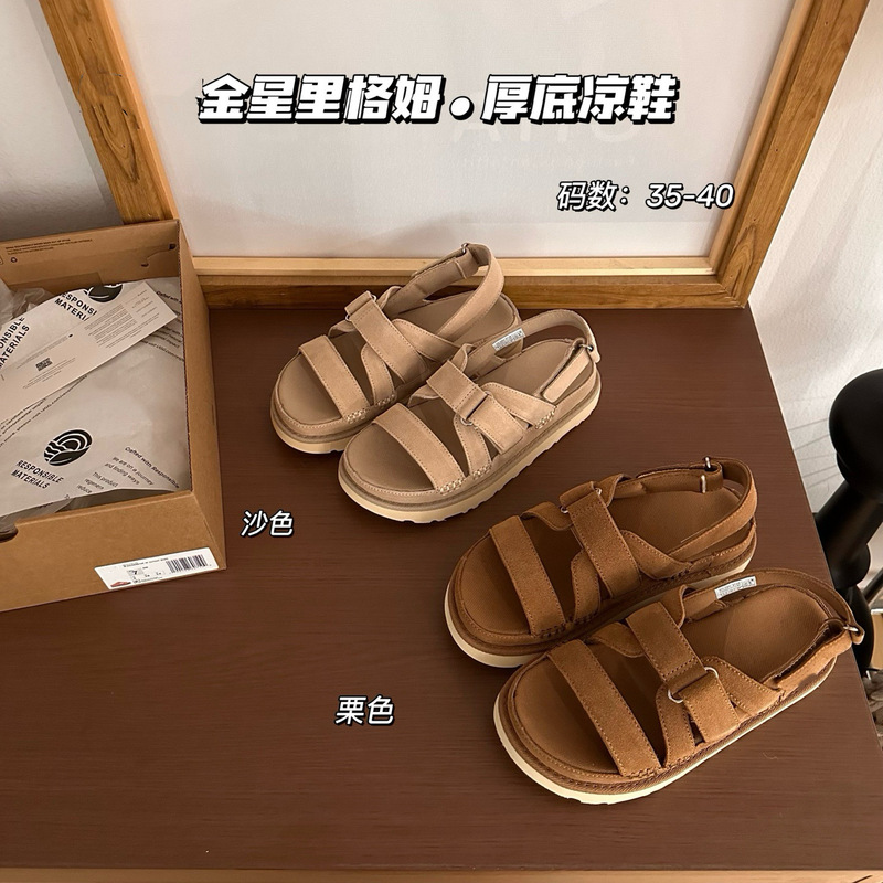 Sangpo Original Ug Summer New Style Women's Fashionable and Comfortable Solid Color Velcro Gold Star Grim Casual Sandals Sangpo Original Ug Summer New Style Women's Fashionable and Comfortable Solid Color Velcro Gold Star Grim Casual Sandals