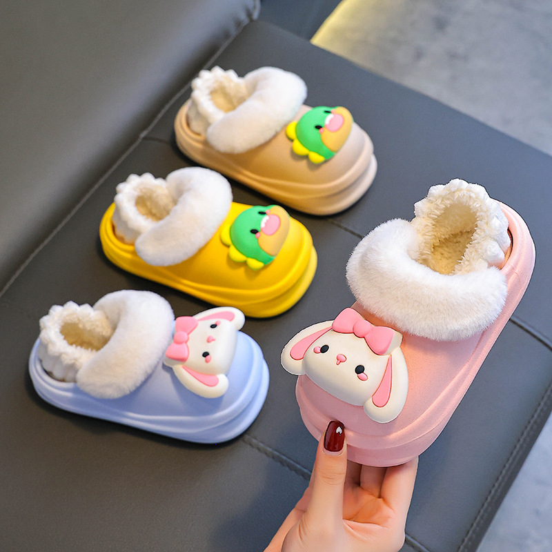 Zapatillas de algodón para niños de invierno, zapatillas de algodón impermeable para padres e hijos, niños pequeños y medianos, zapatos caseros para bebés