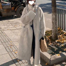 环保皮毛一体大衣女冬季韩版水貂绒中长款加厚加棉毛毛绒皮草外套