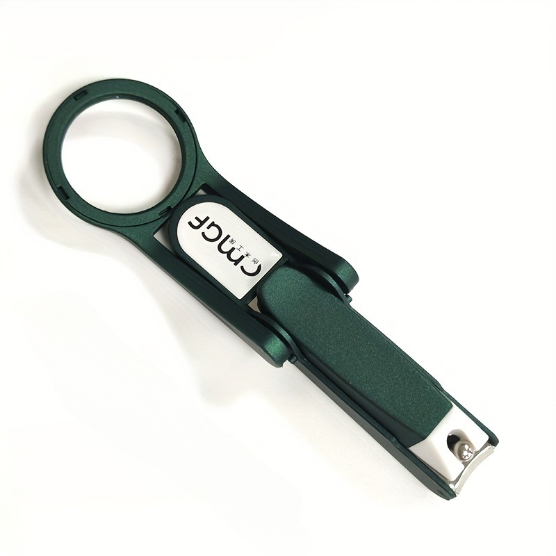 Cortauñas con lupa (verde oscuro engomado)