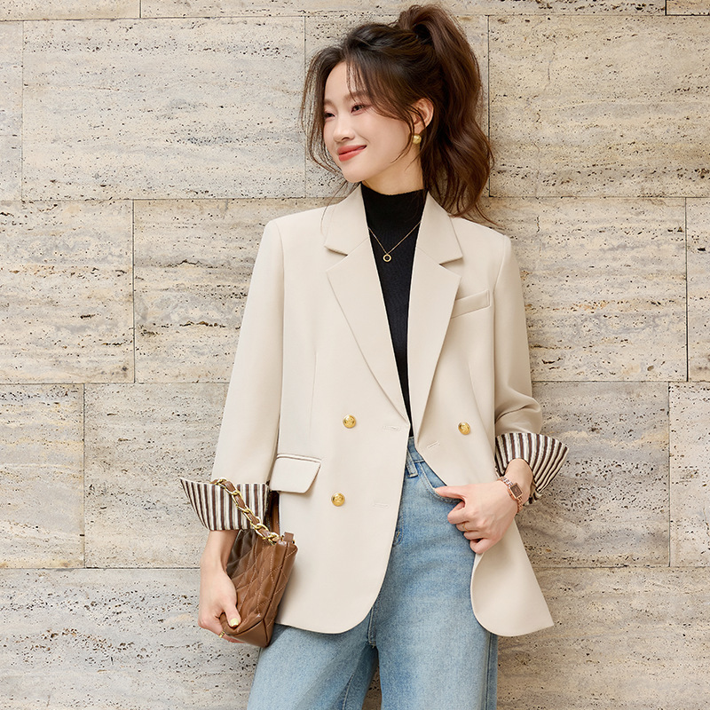 设计感黑色西装外套女2025秋季新款韩版宽松小个子中长款西服时尚|undefined