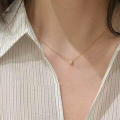 韩系极简风精致夏日百搭六爪镶钻锆石吊坠项链女简约气质锁骨链