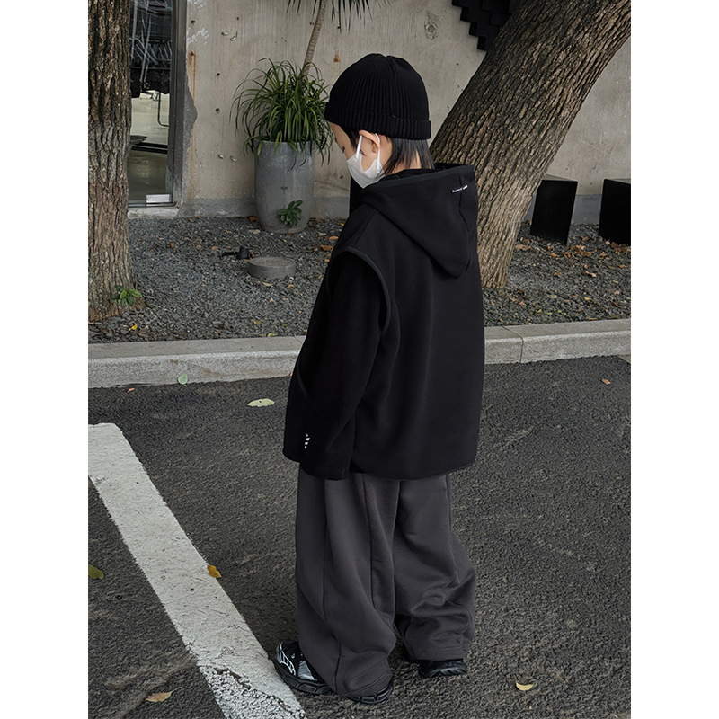 Baodua ropa para niños de lana polar con capucha chaleco otoño e invierno nuevo chaleco suelto superior invierno chaleco exterior moda