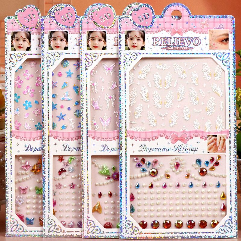 Eyebrow Stickers Waterproof Children's Festival Performance Hanfu Ancient Style Plum Blossom Flower Stickers Acrylic Diamond Forehead Stickers Nail Stickers
