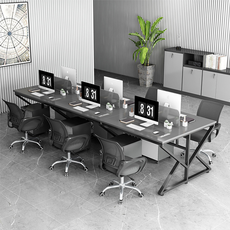 Mesas y sillas de oficina combinadas Mesa de oficina para empleados Mesa de computadora Mesa doble Mesa de personal de pantalla moderna simple