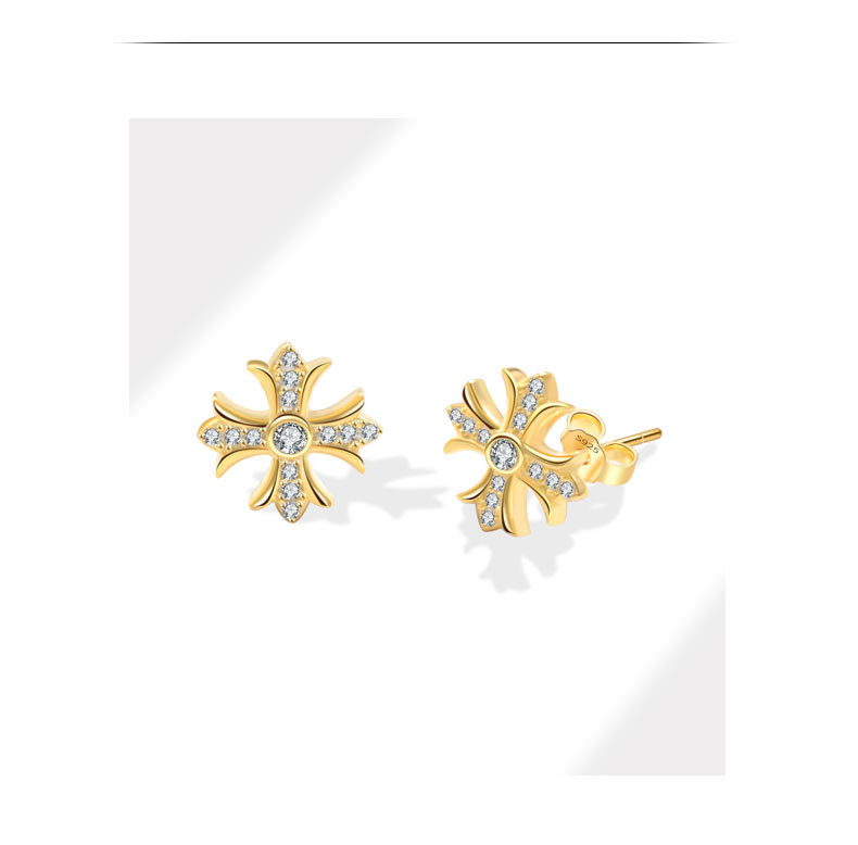 Casual, Daily Occasion 1 Pair 925 Sterling Silver 925 Sterling Silver Earrings Cross Small Stud Earrings