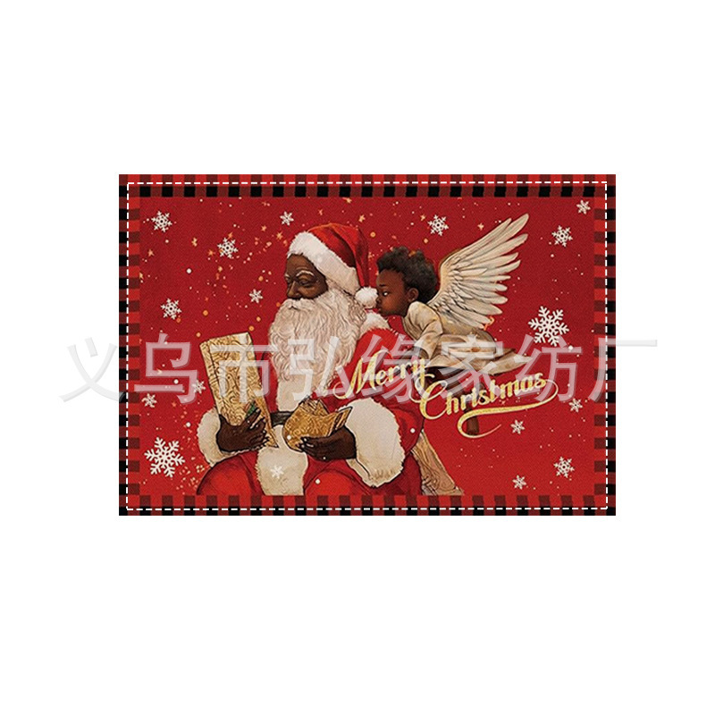 アマゾンクロスボーダー新品クリスマスクリスマスツリー雪だるま食マットセットプリントリネン防汚断熱マットテーブル|undefined