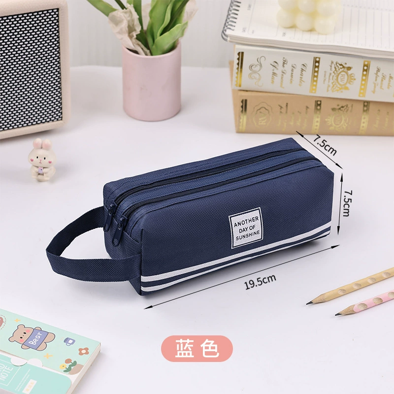 Double-Layer Oxford Pencil Case, Handheld Large Capacity, Korean Style, Elementary Students